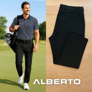 Alberto,German, Ceramica Tom Comfort -Fit Black Pants Size, EU 52 = US 36 x 32